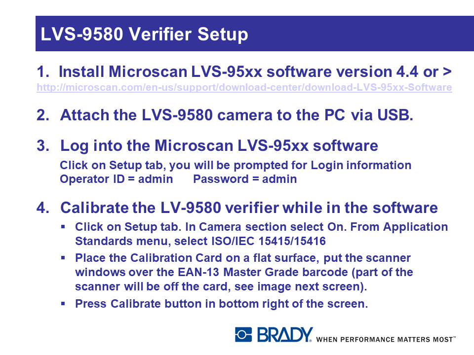 LVS-9580 Portable Barcode Verifier Setup Instructions | Brady Support