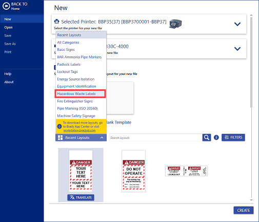 Hazardous Waste Layout