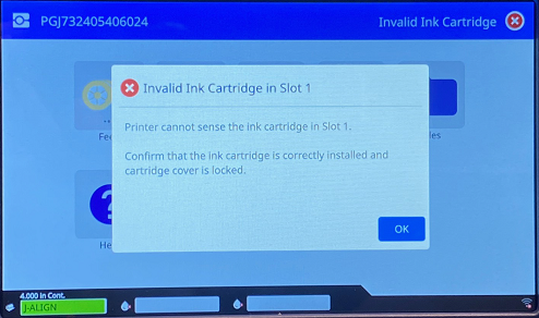 Invalid ink cartridge slot 1