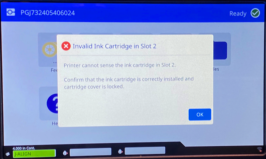 Invalid ink cartridge slot 2