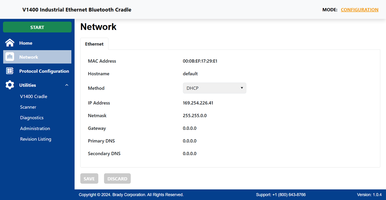 V1400 Cradle - Configure a Network via the Web-Based Configuration Tool ...